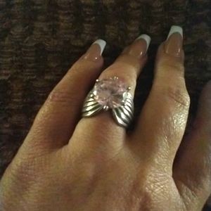 Pink CZ Silver Ring